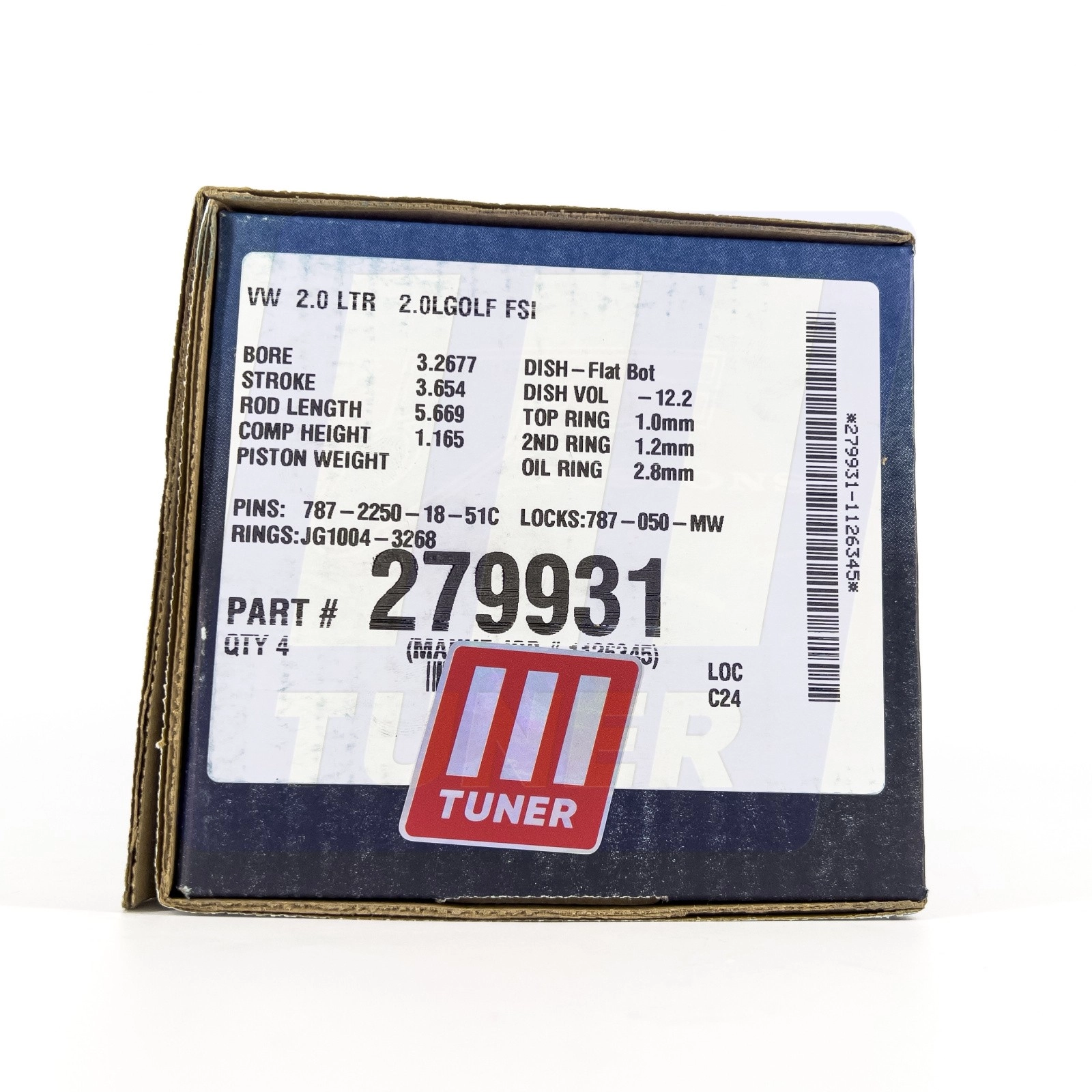 JE Pistons Комплект кованых поршней CR 9.1:1 для VAG 2.0 TFSI EA113 83mm