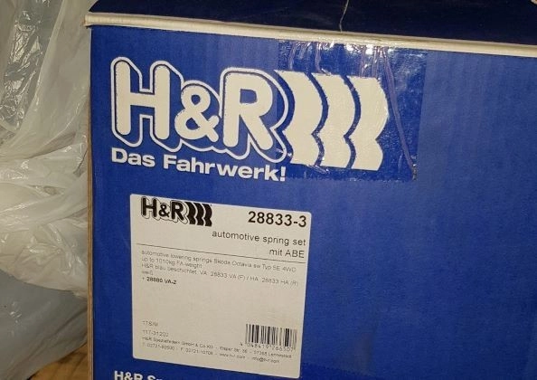 H&R 28833-4 Пружины с занижением Skoda Octavia A7 4WD