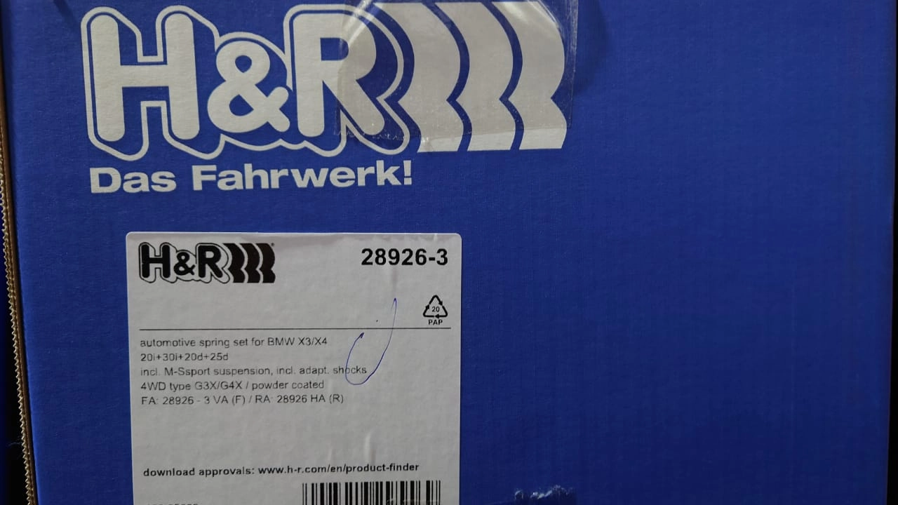 H&R 28926-3 Пружины с занижением для BMW X3 G01 / X4 G02