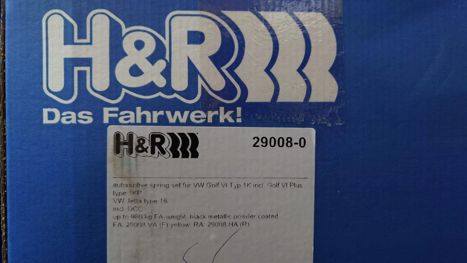 H&R 29008-0 Пружины с занижением VW Golf 6, Jetta 6