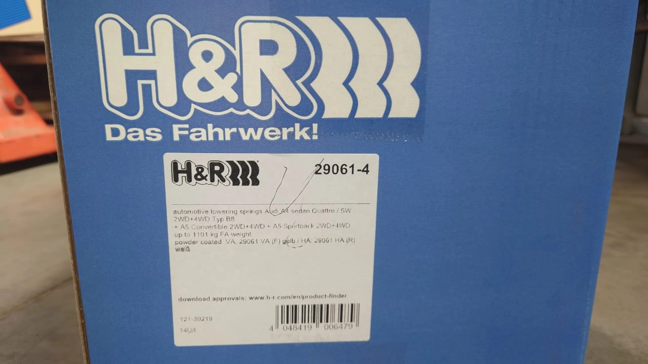 H&R 29061-4 Пружины с занижением Audi A4, A5 (B8)