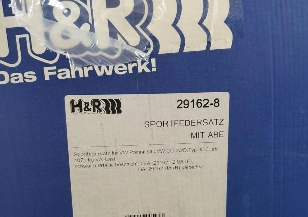 H&R 29162-8 Пружины с занижением VW Passat CC