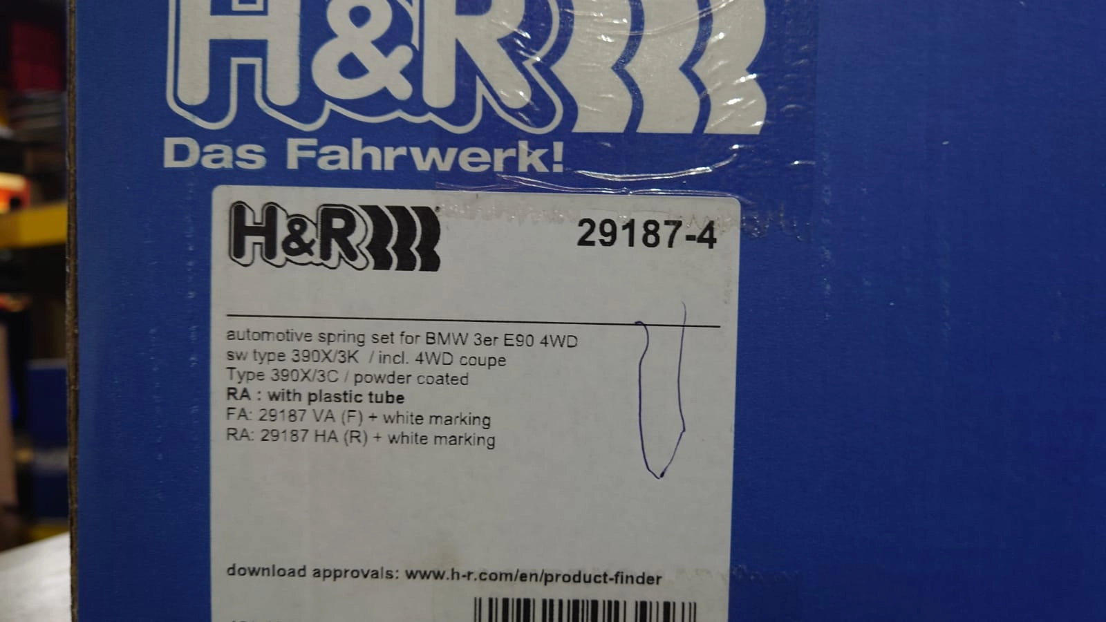 H&R 29187-4 Пружины с занижением BMW 3 E92 E91 4wd