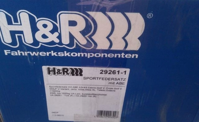 H&R 29261-1 Пружины с занижением Skoda Octavia A5, VW Golf 5, AUDI A3(8P)