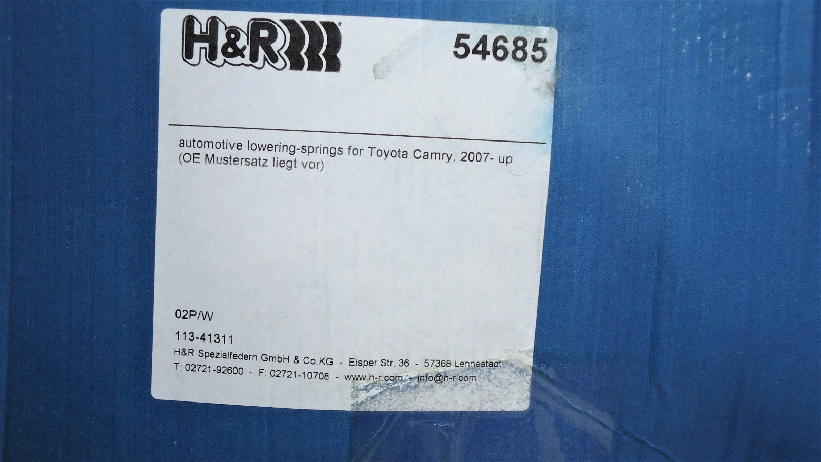 H&R 54685 Пружины с занижением для Toyota Camry V50 / V55