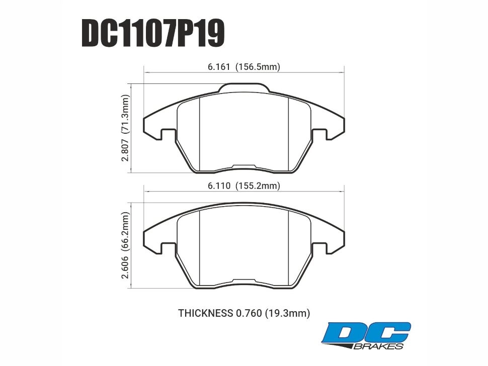 Колодки тормозные DC1107P19 DC Brakes Street STR.S+, перед. AUDI A3, VW GOLF 5,6 , PASSAT CC, B6, B7