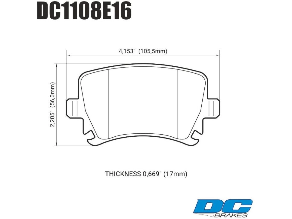 Колодки тормозные DC1108E16 DC Brakes RT.2 задн. AUDI TT 8J, A6, A4, A3; Octavia 1Z, 5E; VW GOLF 5,6