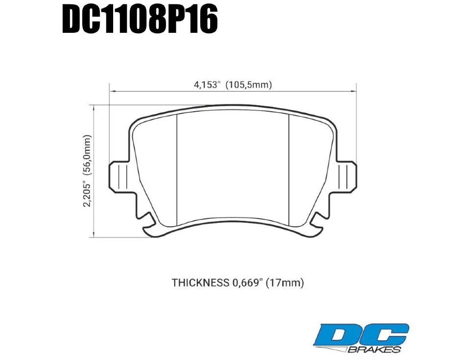 Колодки тормозные DC1108P16 DC Brakes Street STR.S+, задн. AUDI TT, A6, A4, A3; Octavia; GOLF 5,6