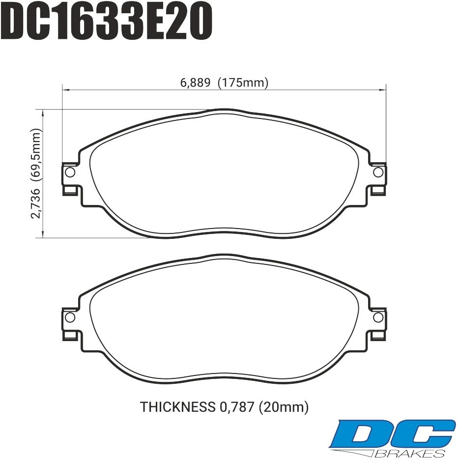Колодки тормозные DC1633E20 DC Brakes  RT.2 перед VW GOLF VII; Tiguan; A3 8V; Skoda Octavia, Kodiaq