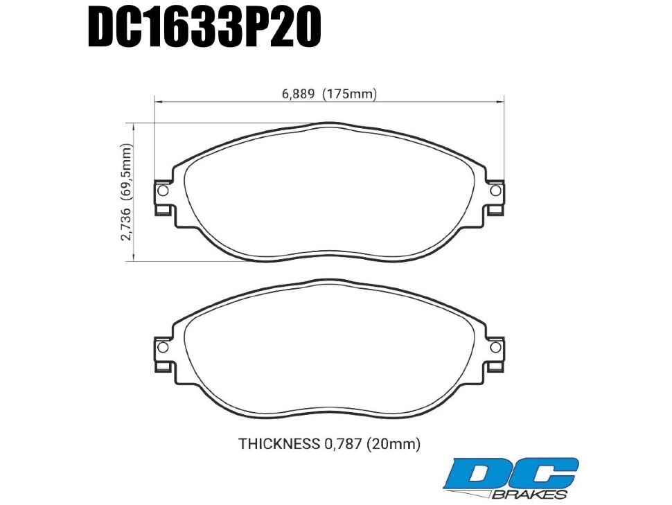 Колодки тормозные DC1633P20 DC Brakes Street STR.S+,  перед VW GOLF VII; Tiguan; A3 8V; Octavia