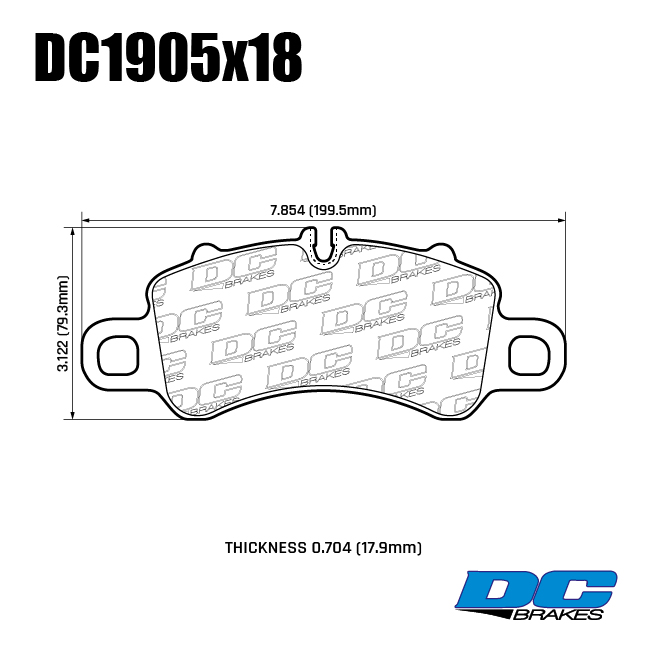 Колодки тормозные DC1905E18 DC Brakes RT2 перед Porsche 718 Cayman S, 2,5GTS; 911 992; 991