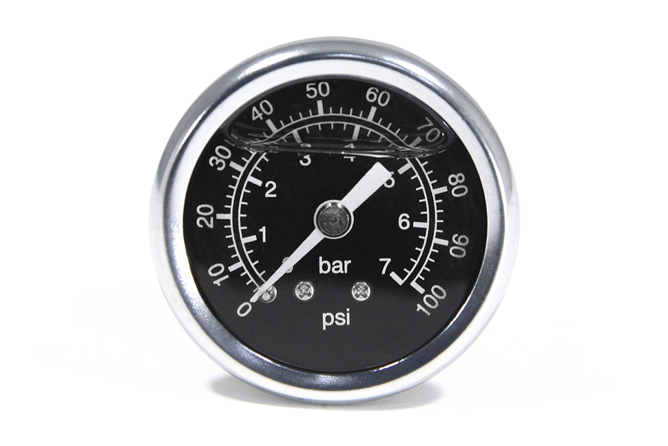 Манометр топливный 0-7 bar (черный); резьба 1/8 NPT папа;  BLACKROCK LAB FPM-100BK