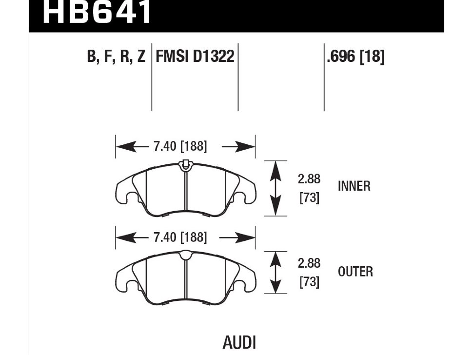 Колодки тормозные HB641F.696 HAWK HPS Audi A5, A4 (1LA), Q5