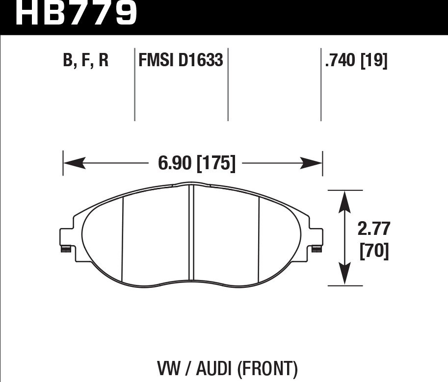Колодки тормозные HB779B.740 HAWK HPS 5.0; перед VW GOLF VII; Tiguan; A3 8V; Skoda Octavia, Kodiaq