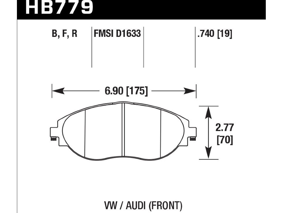 Колодки тормозные HB779N.740 HAWK HP Plus перед VW GOLF VII; Tiguan; A3 8V; Skoda Octavia, Kodiaq