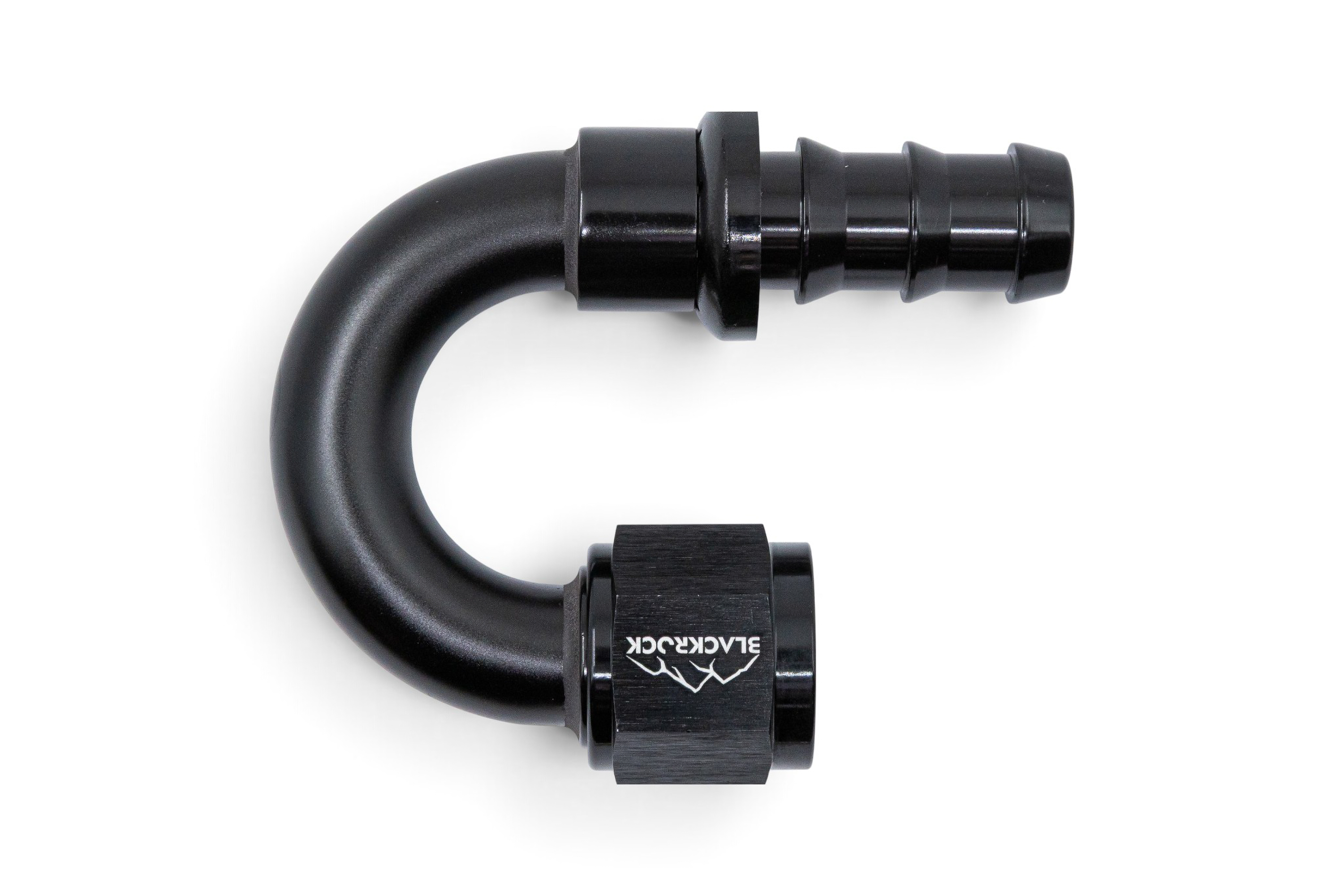 - 10 AN (10AN AN10) фитинг 180°, PUSH FIT серия BLACKROCK LAB P10-180-7BK
