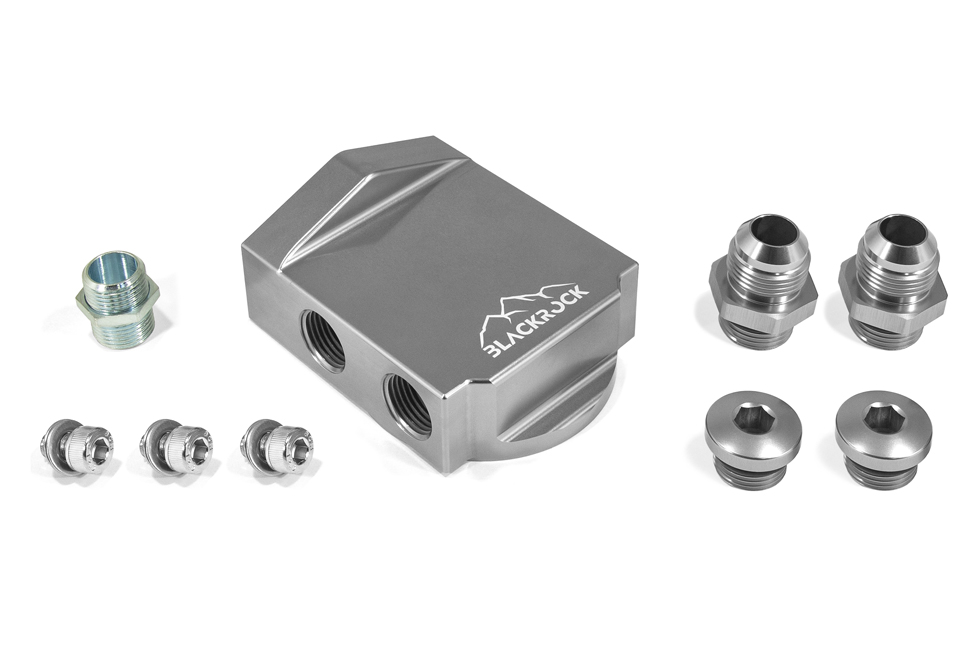 Проставка адаптер под вынос фильтра 4 выхода 1/2X14 BSP BLACKROCK LAB SP-1101 двигатель LS CHEVY